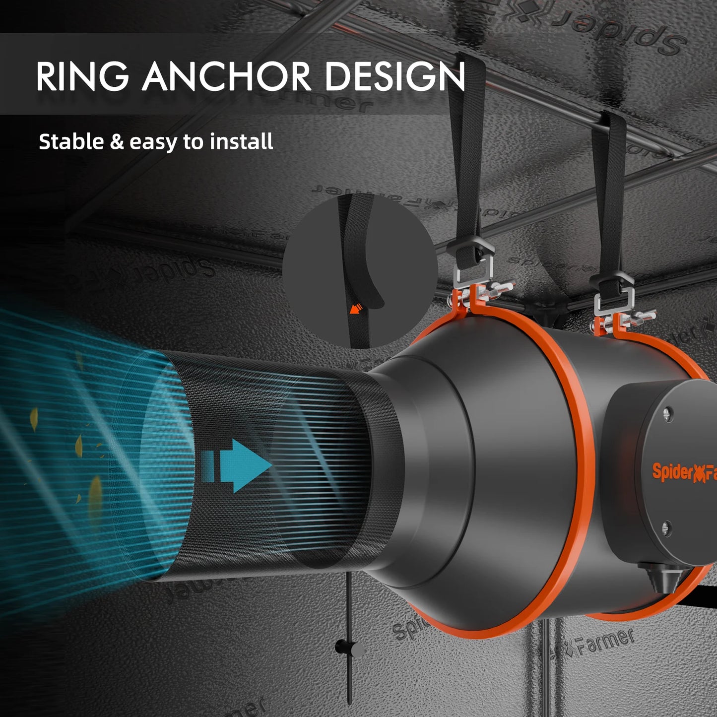 Spider Farmer 4Zoll- 10cm Smart Controller Inline Lüfter Kit 205CFM- 348m³/h mit Abluftschlauch+ Aktivkohlefilter Kombo