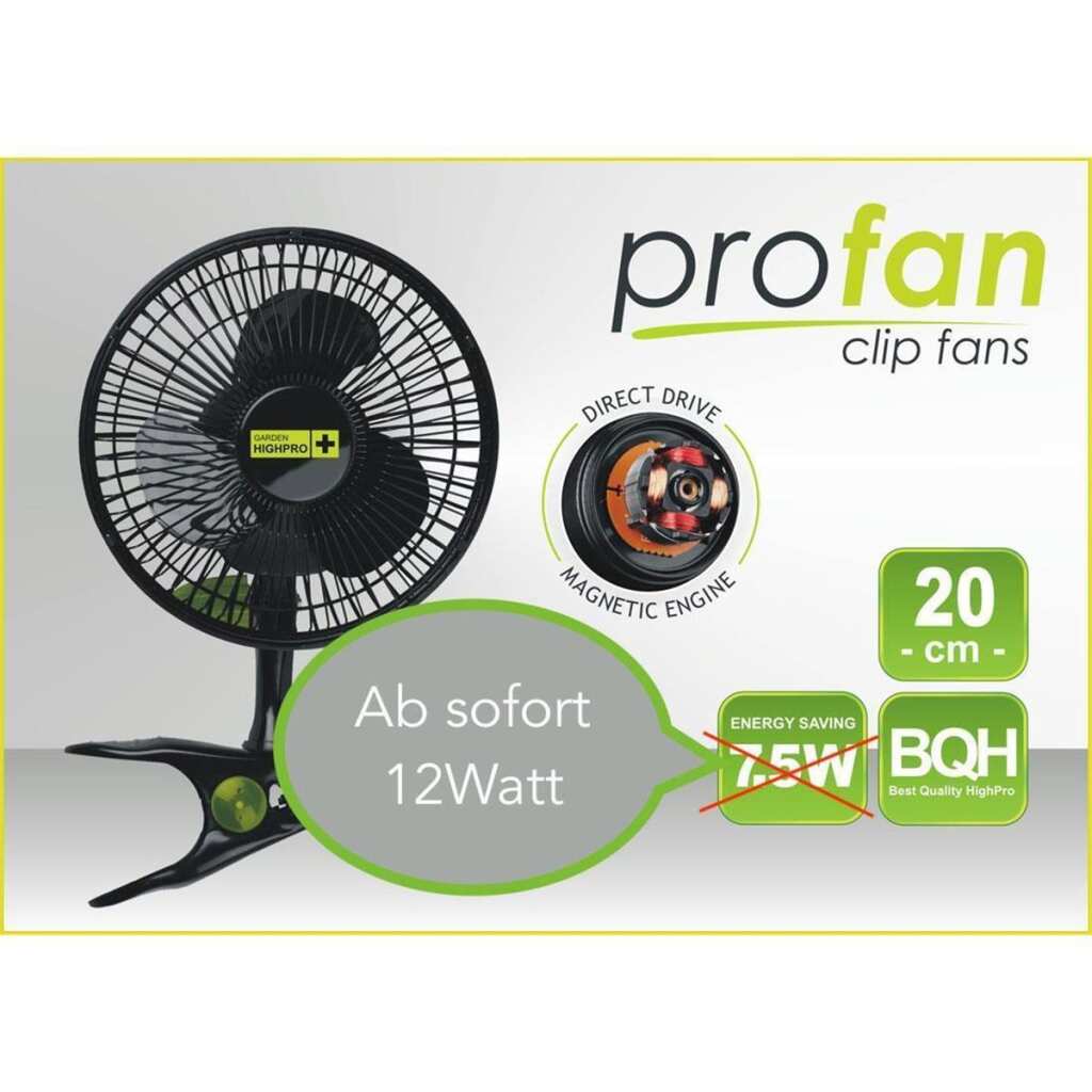 Garden Highpro Clip Ventilator 12 Watt Ø20cm mit Stangenclip