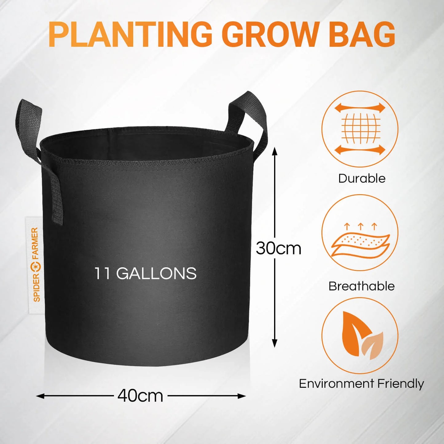 Spider Farmer 11 Gallonen 50L Stofftopf Grow Bag x5